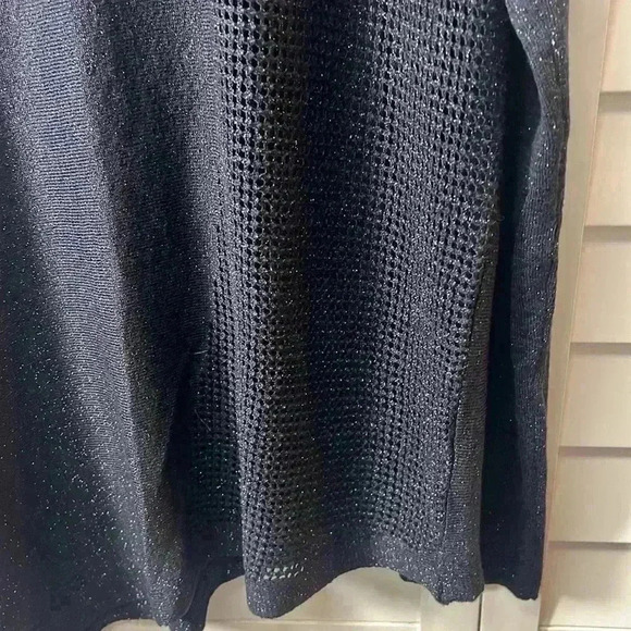 Anthropologie Moth Asymmetrical Metallic Lightweight Sweater Size Small Navy - Picture 7 of 11